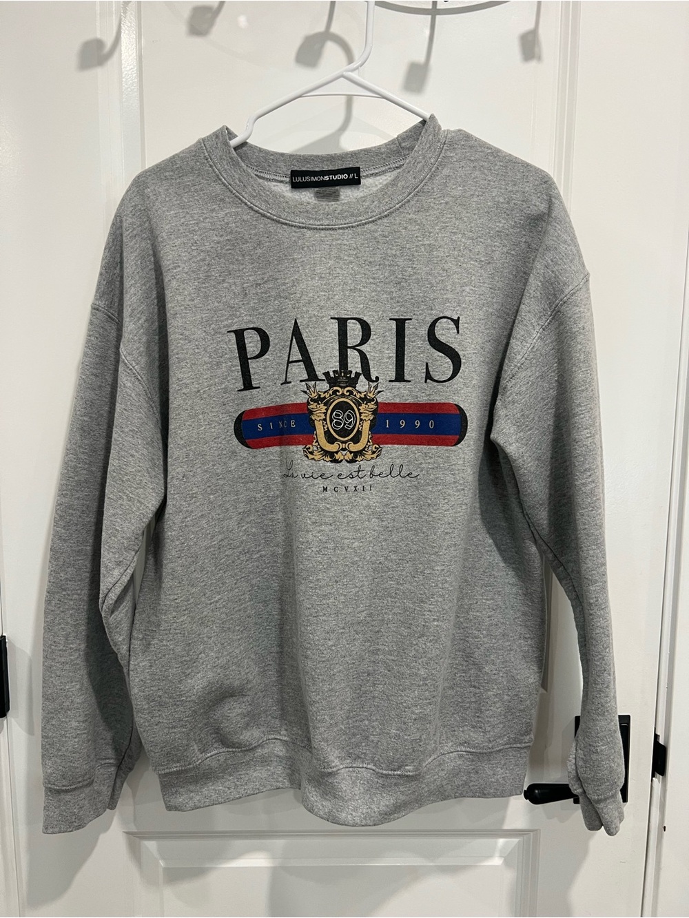 Paris Crest Gray Crewneck Sweatshirt
